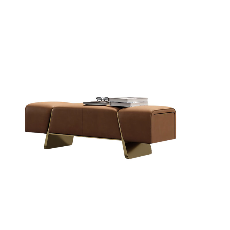 Banc de rangement en microfibre Jacara, H 16,92 po x L 62,99 po x l 18,5 po