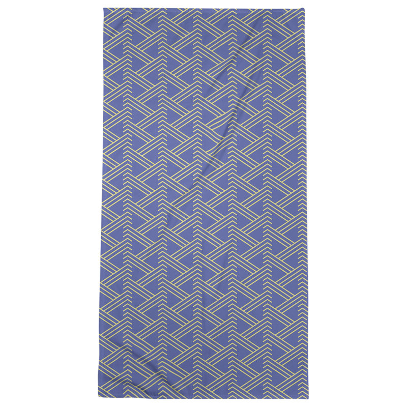 Serviette de plage zig zag classique, Bleu/jaune