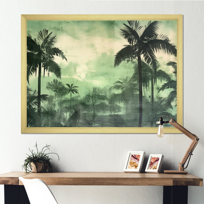 Palmier monochrome II sur toile, Cadre doré à une seule photo, H 30 po x l 40 po x P 1,5 po