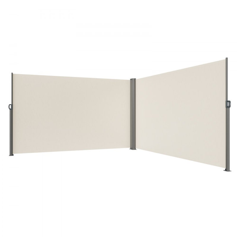 Manual Retraction Side Awning in Beige, White, 19.7' H x 5.9' W