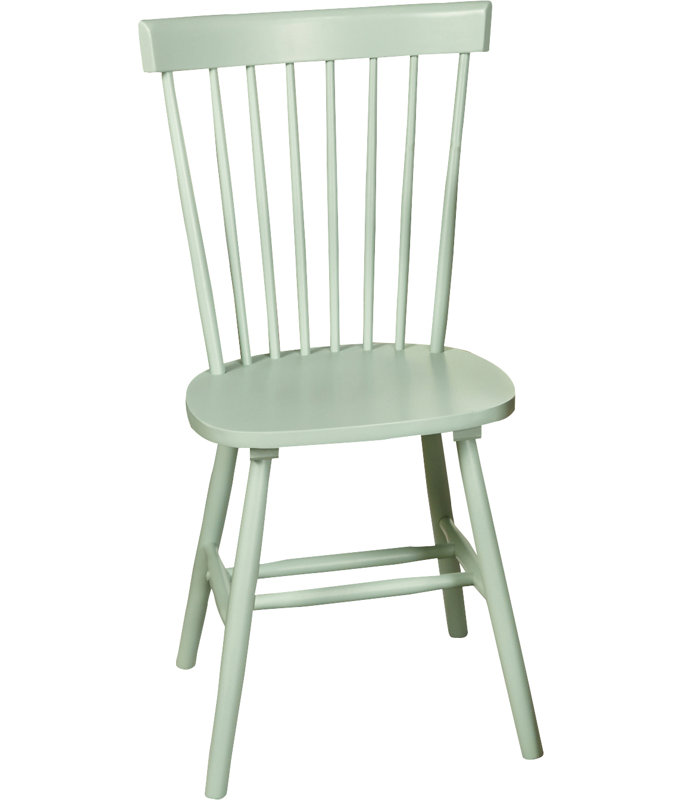 Chaise de salle à manger à dossier en lattes de bois massif Aulii, Menthe