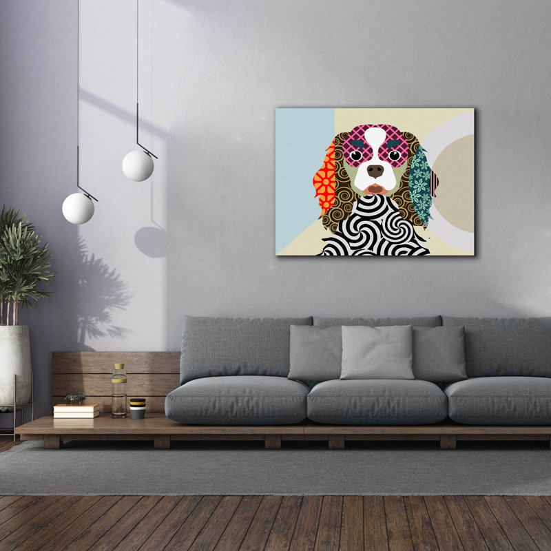 «Cavalier King Charles Spaniel» par Lanre Adefioyue, H 40 po x l 54 po x P 1,5 po