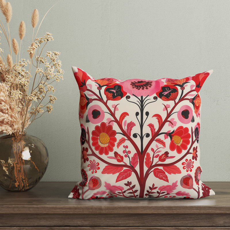 Housse de coussin réversible à motif floral Folk Maximalist, H 20 po x l 20 po