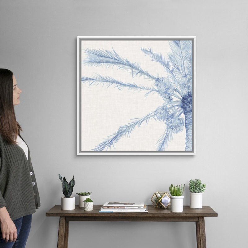 Art mural sur toile Chambray Palms I, H 30 po x l 30 po x P 1,75 po, Toile avec cadre blanc