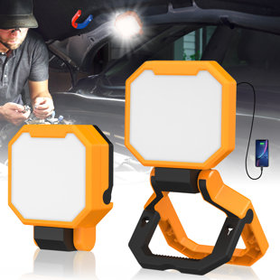 Rechargeable Work Light - 2pack 40W 4000Lumens - Hanging Hook Folding Portable Magnetic Work Light - Mechnic Light for Car Repairing Camping Working and Hurricane (Set of 2)