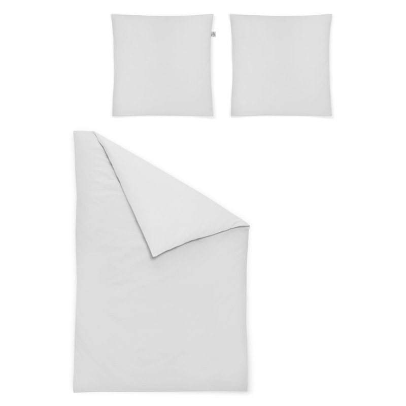Fine brushed cotton bed linen set, Grey, 155 x 220cm - 1 Pillowcase ( 80 x 80cm)