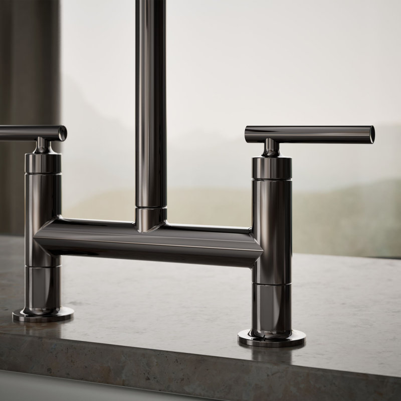 Purist® Two-Hole Deck-Mount Bridge Kitchen Sink Faucet, Vibrant Titanium