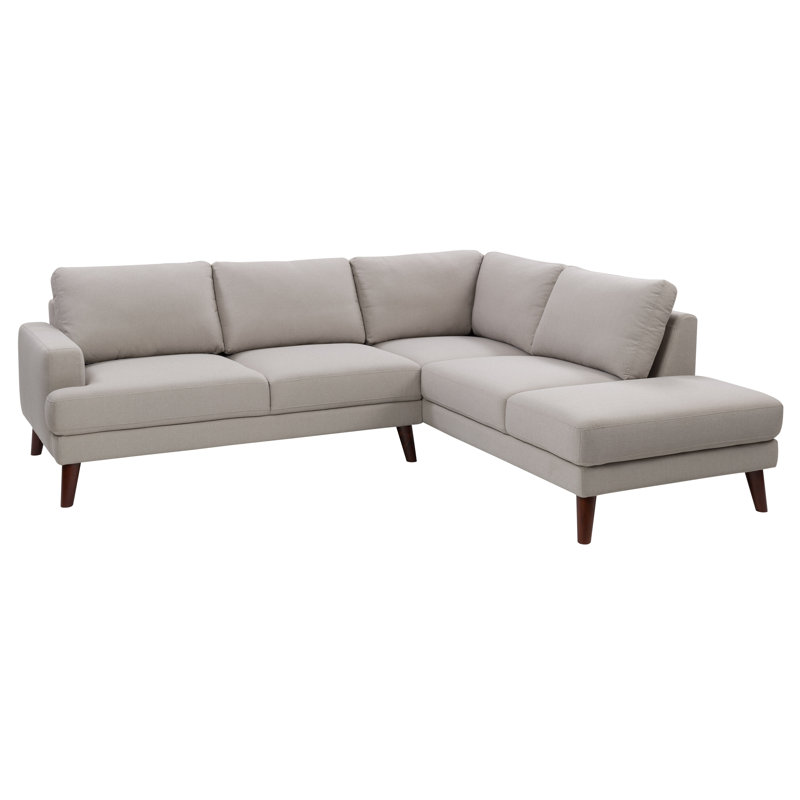 Large canapé et méridienne de 99,5 po Kaushiki, Accoudoir à droite (vu de face), 100% polyester gris clair