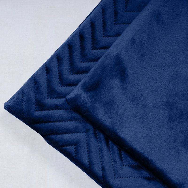 Embossed Quilted Chevron Decorative Cushion Cases - Set of 4 Modern Couch & Bed Décor Velvet Throw Pillow Covers , Navy