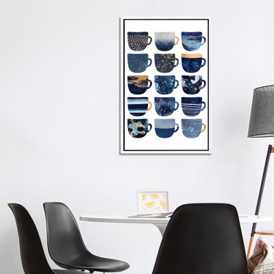 Pretty Blue Coffee Cups I - Single Picture Frame Print on Canvas