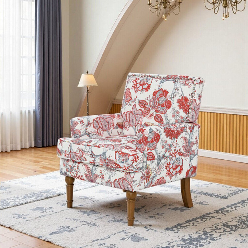Fauteuil d'appoint rembourré Farmhouse, Rouge