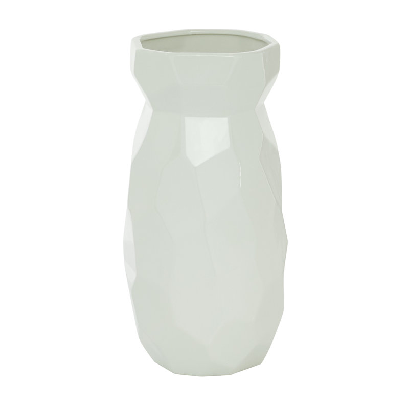 Vase de table en céramique blanc 16,25 po