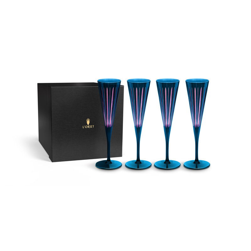 Prism Champagne Flutes - Blue S/4
