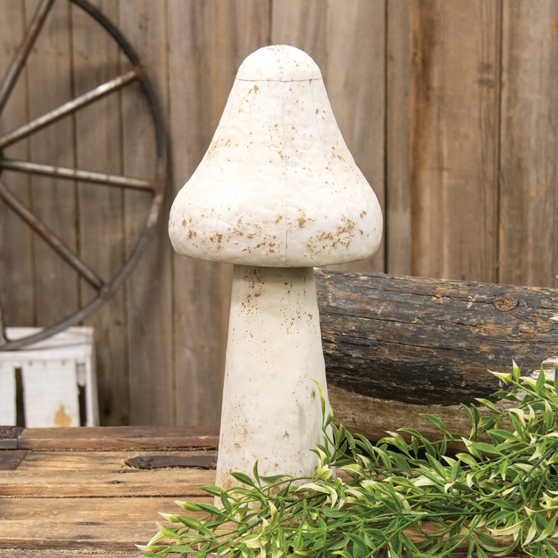 Champignon blanc vieilli en métal 16 po