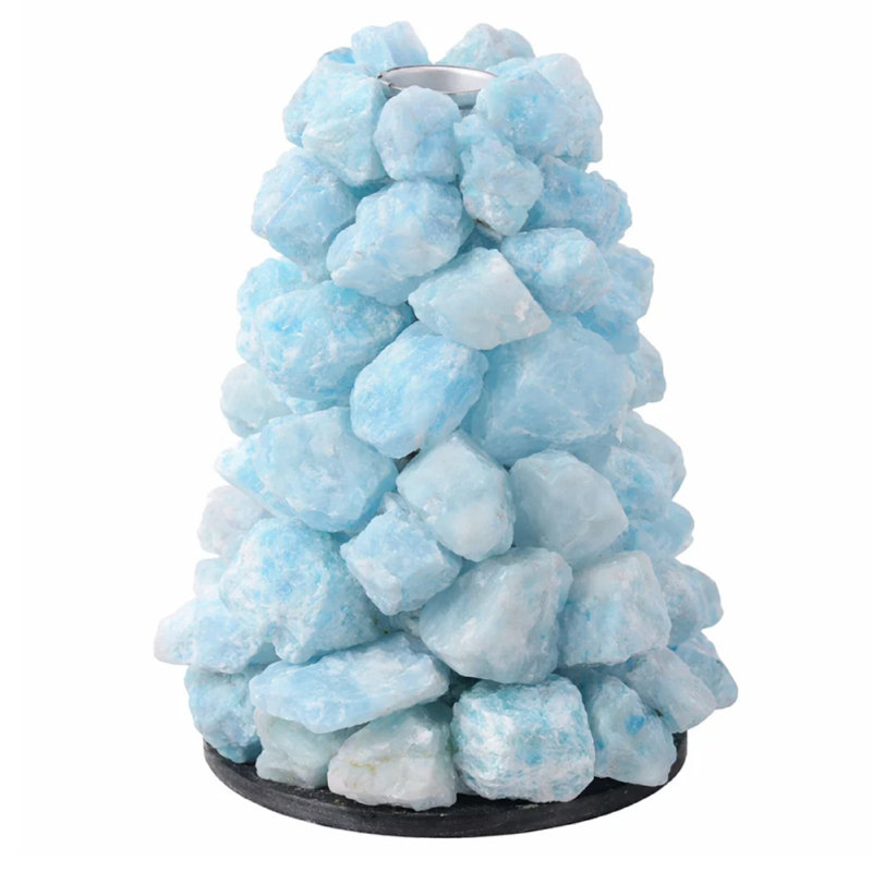 Porte-bougie votive pour table, cristal de quartz bleu 4 pouces