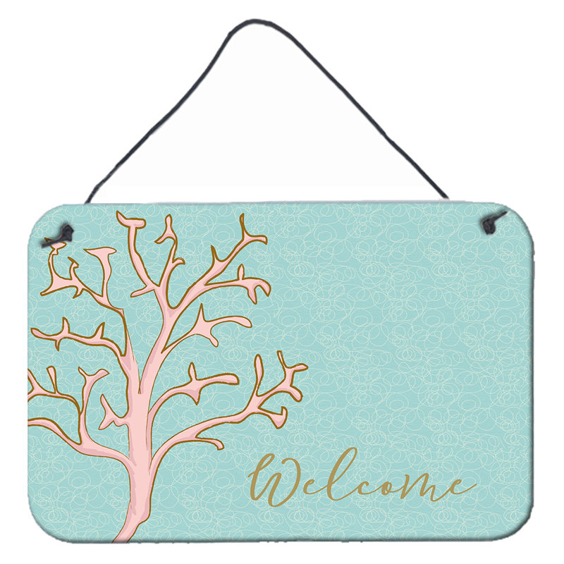 Décoration murale "welcome friends springer épagneul, Bleu clair, No Dog, Corail