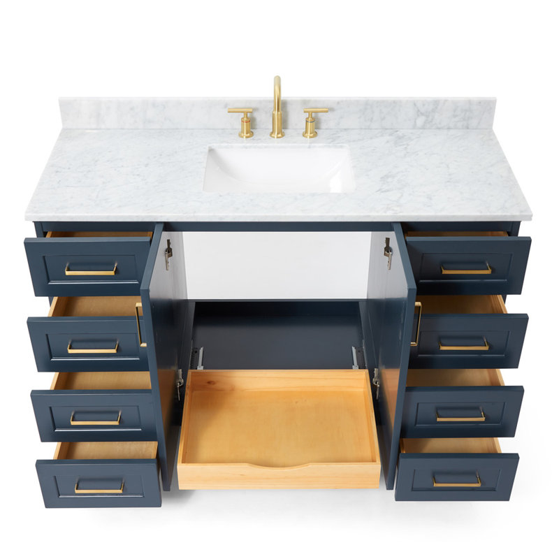 ARIEL TAYLOR 61 IN SINGLE RECTANGLE SINK VANITY, Midnight Blue, 61", Rectangular