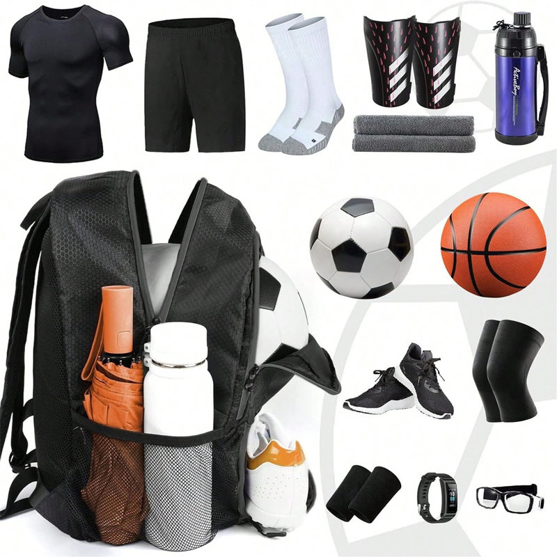 Sac à dos pour équipement de sport - Sac de grande capacité avec support à balles indépendant et compartiment à chaussures