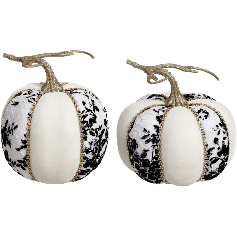Fall 2 Piece Black/White Pumpkin Set