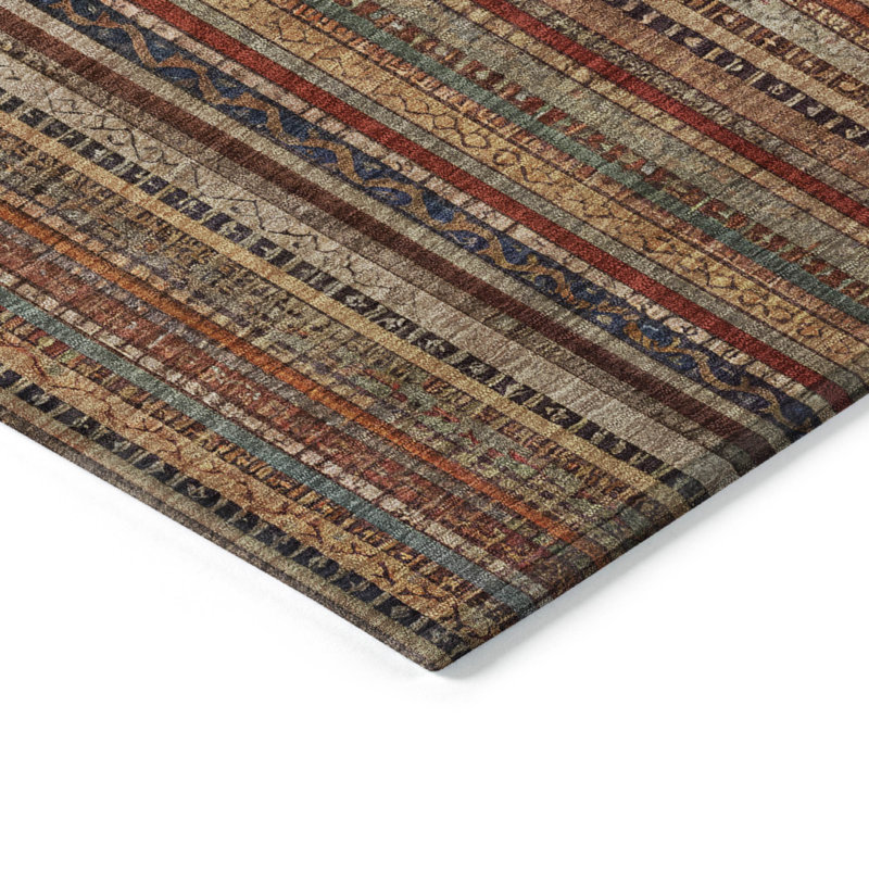 Tapis extérieur lavable rayé taupe et gris 8 pi x 10 pi