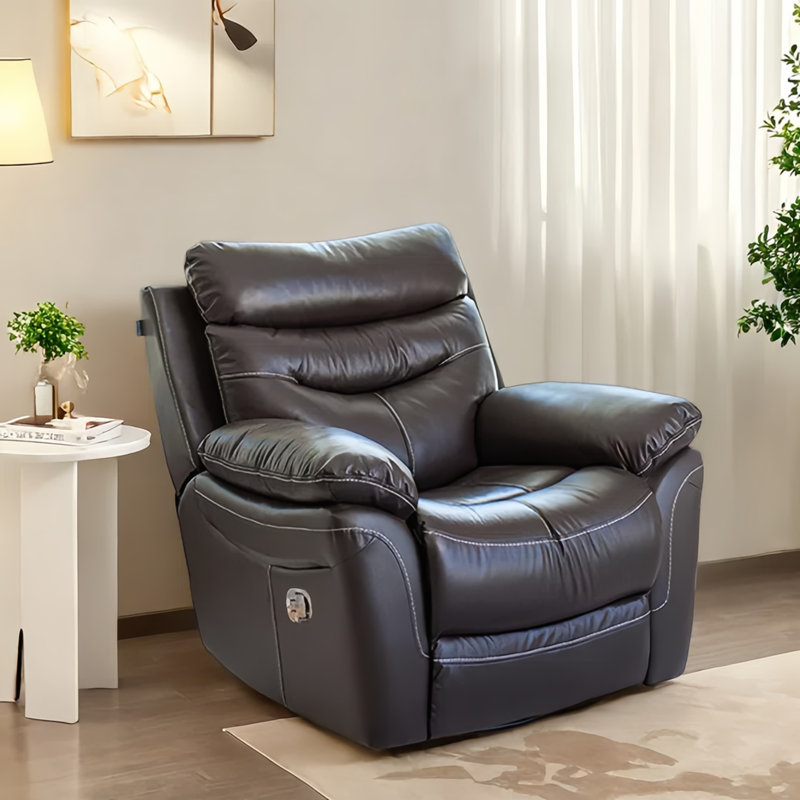Quality fashion sofa swivel lazy home recliner, Dark Brown Leather Match