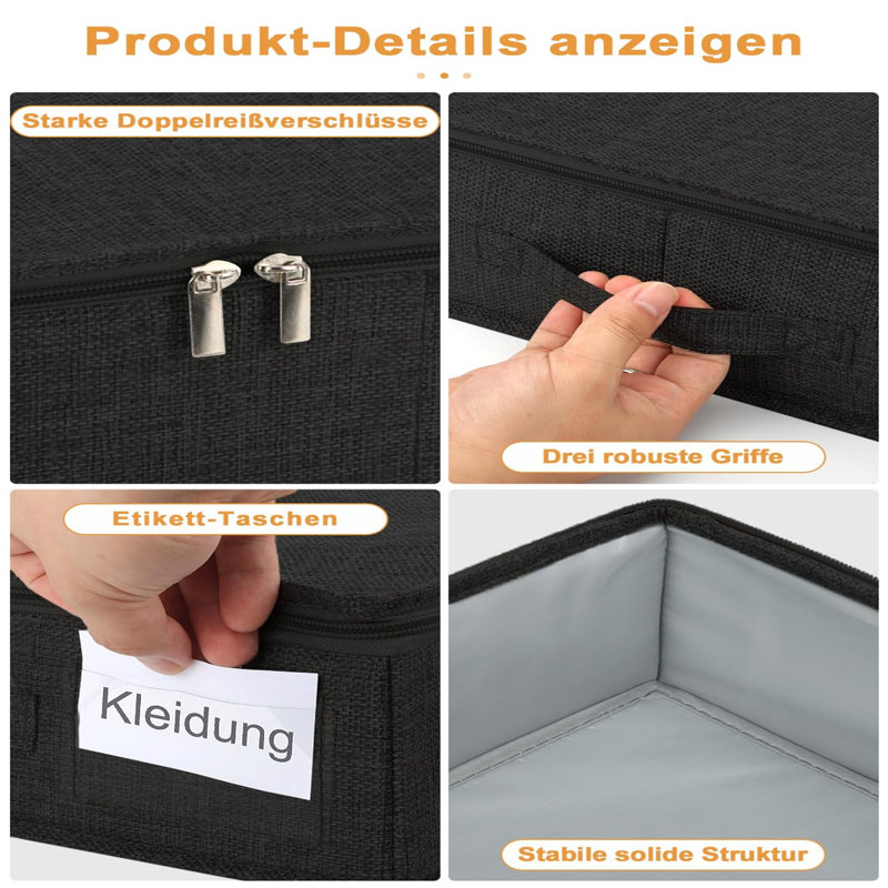 Brayden Studio Fabric Underbed Storage, Black