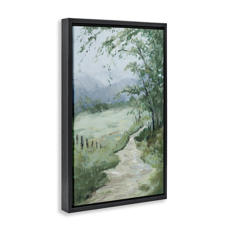 Toile flottante encadrée Green Country Landscape par Jacob Q, Cadre flottant noir de jais, H 25 po x l 17 po