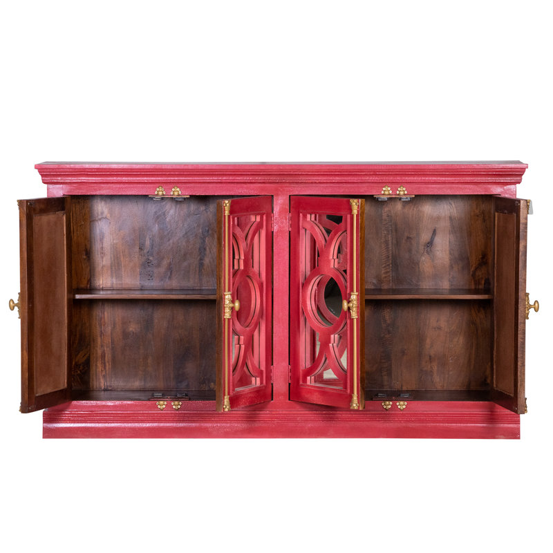Buffet en bois massif Aayesha Charlton, Rouge