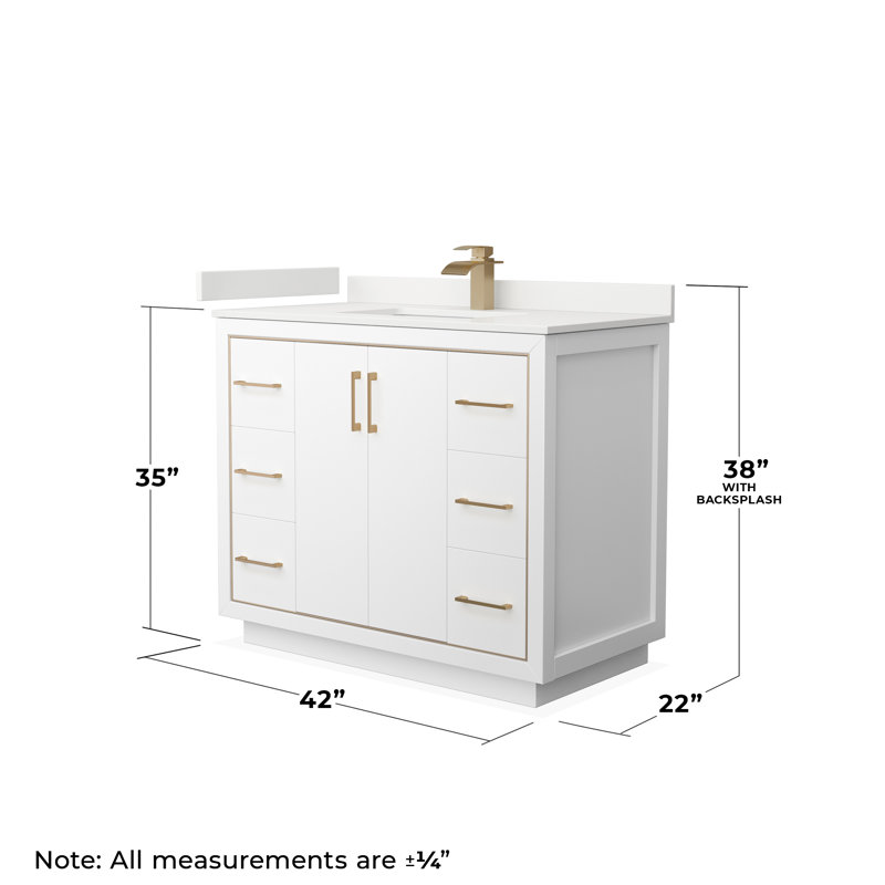 Icon 42'' W Single Vanity, Dark Blue, Giotto Quartz, Brushed Nickel