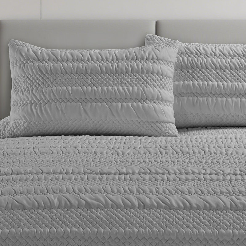 3D Embossed Geometric Pattern Saville Duvet Set, Silver, Super King Duvet Cover Set, 3