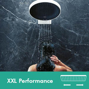 Hansgrohe Rainfinity Shower Head 250 with Wall Connector Trim, Chrome, 2.5 GPM