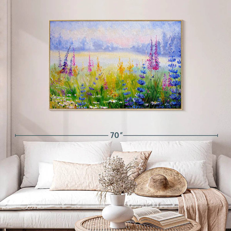 Floral, Cadre flottant en bois naturel, 46 po x 31 po