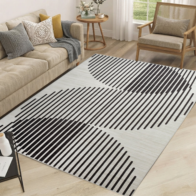 JETT Black & Ivory Abstract Machine Tufted Area Rug, Rectangle  80 x 150 cm