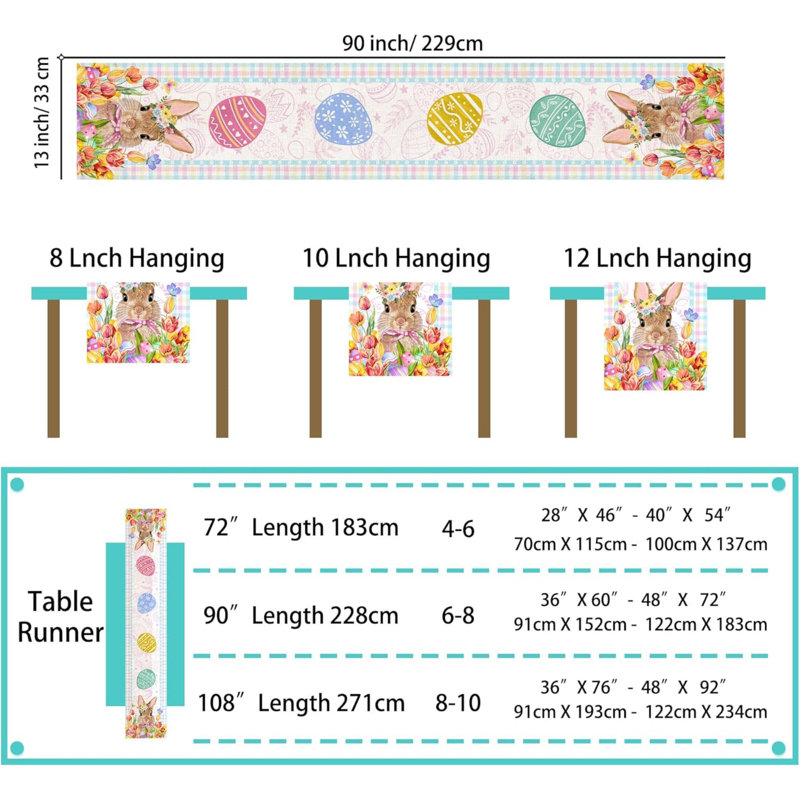 Easter Table Runner Easter Bunny Eggs Table Runner Buffalo Plaid Check Decor For Kitchen Dining Table Home Party Decorations