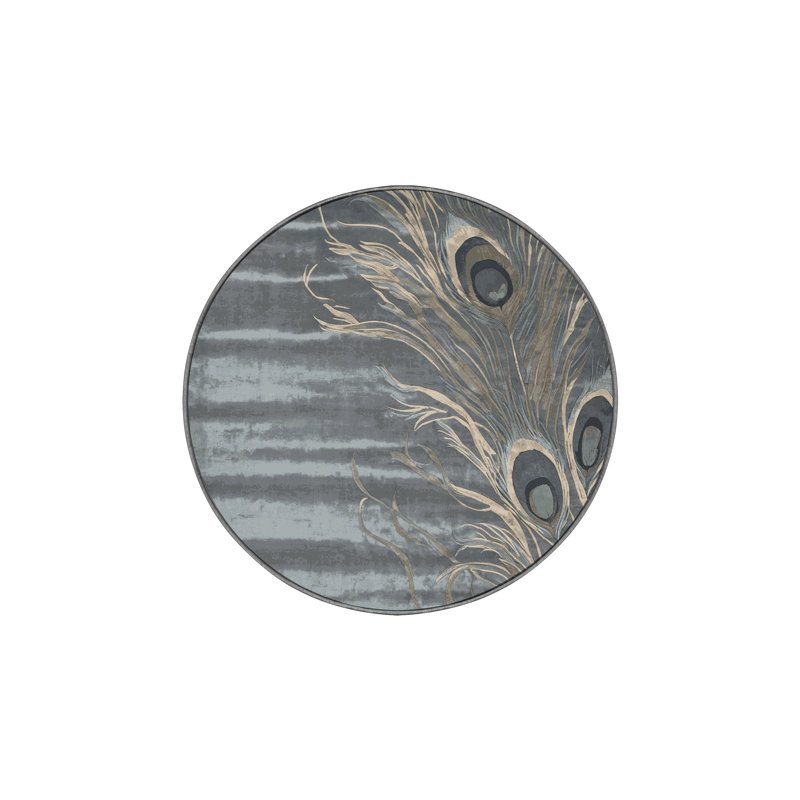 Tapis gris lavable à la machine, Rond 5 pi