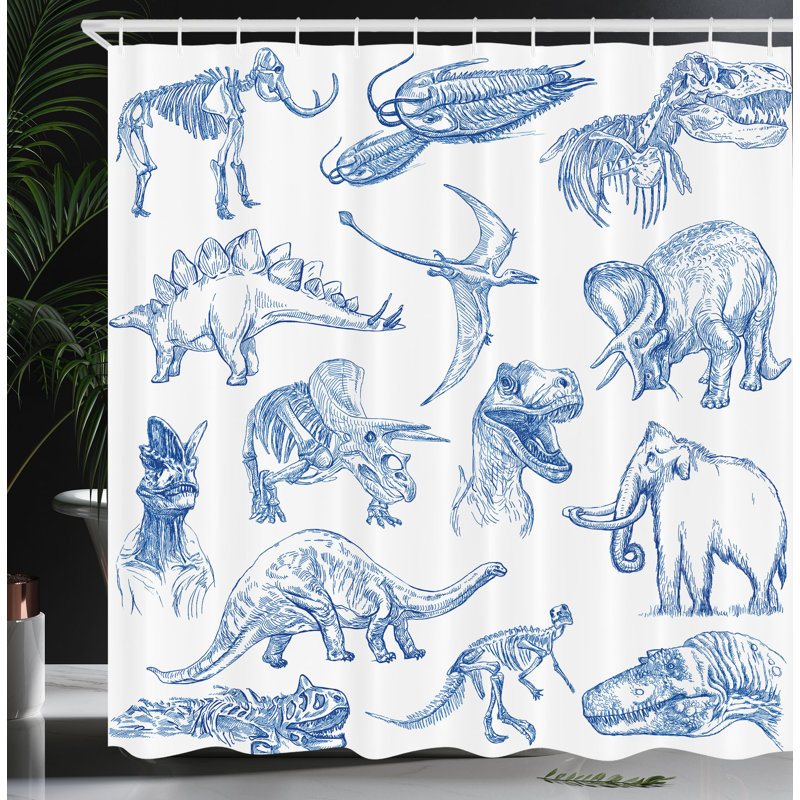 Shower Curtain with Hooks Included, Persian Blue, 75" H x 69" W