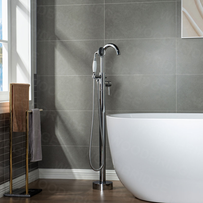 Cove 1 Handle Bathroom Freestanding Tub Filler with Diverter, Chrome
