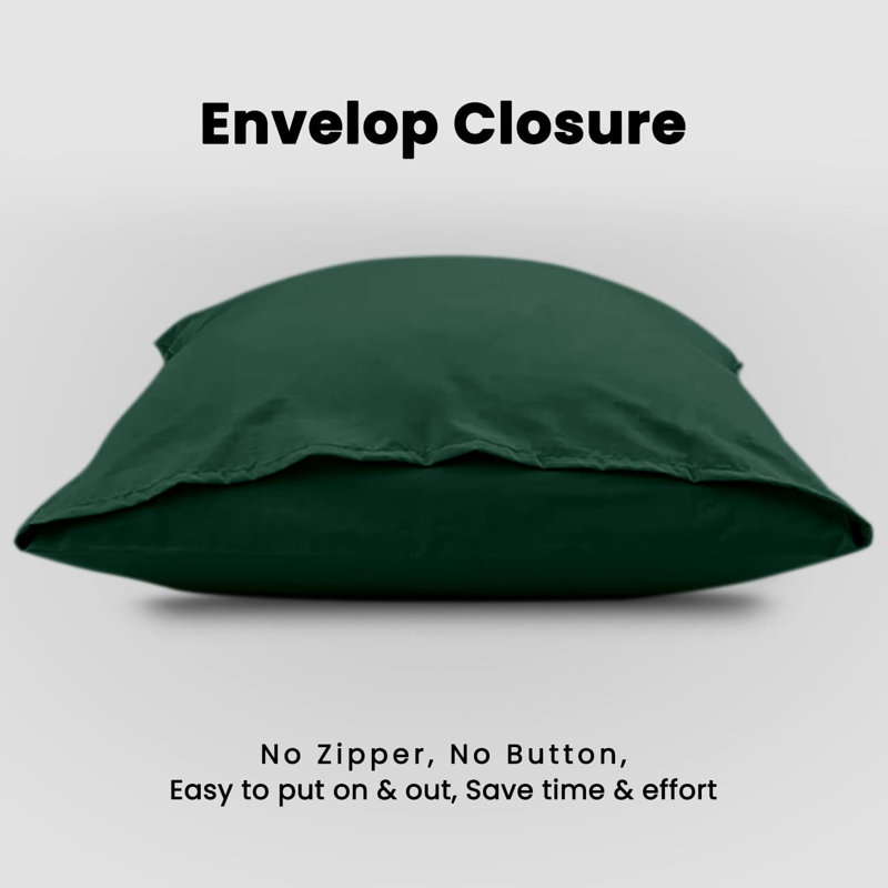 Super Dreamer Solid Colour Pillowcases 2 Pair 50x75Cm - Polyester Fabric Machine Washable High Quality Yarn, Dark Green