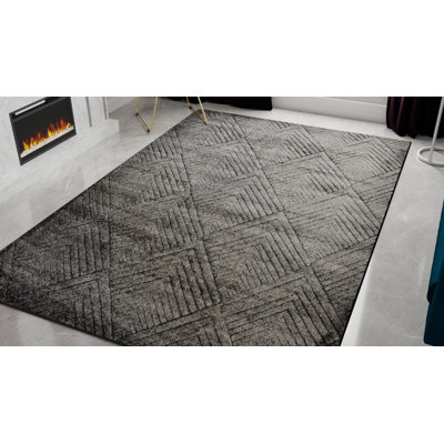 Tapis contemporain en carbone N Peace