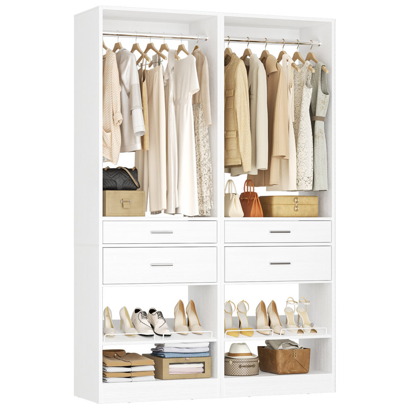 Garde-robe autoportante l 49 po avec tringle et tiroir, Blanc,  H 80 po x l 49 po x P 15,8 po