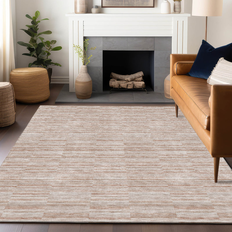 Premium Machine Washable Prisco Salmon Rug, Rectangle 10' x 14'