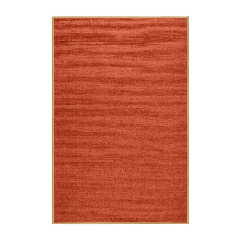 Machine Washable Solid Red Area Rug, Rectangle 6' x 9'
