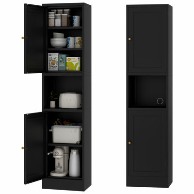 67" Slim Metal Storage Cabinet with Reversible Door & Adjustable Shelves Freestanding Tall Metal Cabinet, Narrow Design with Adjustable Shelves