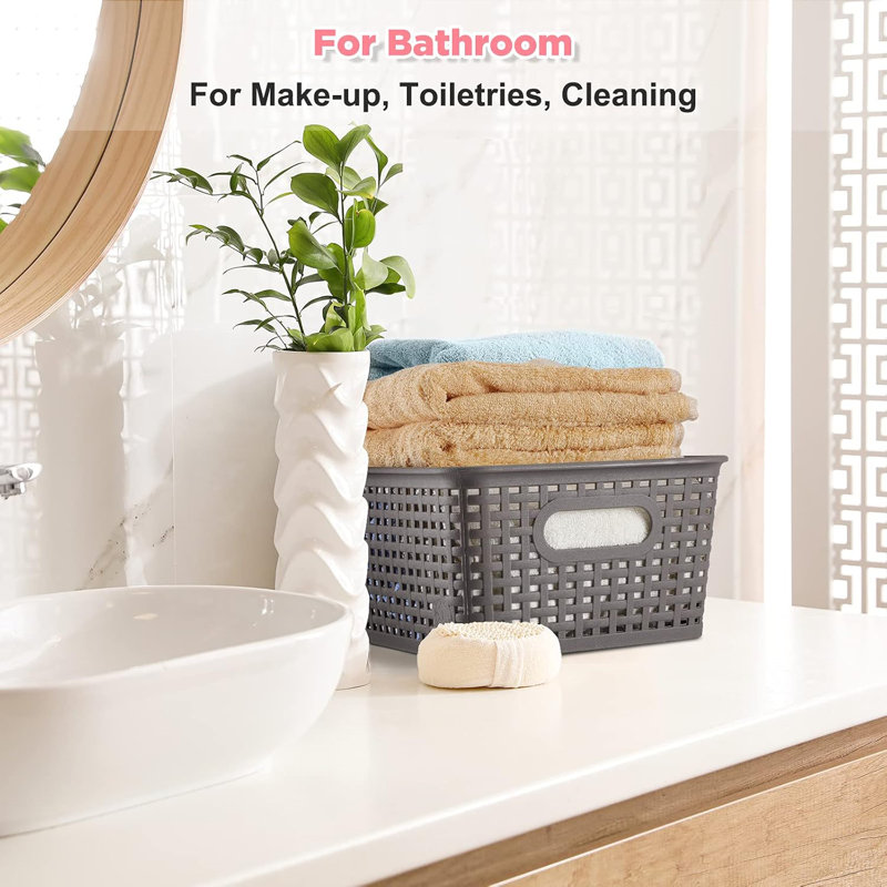 Plastic Storage Baskets Bins With Lid Organizing Container Lidded Knit Storage Organizer Bins