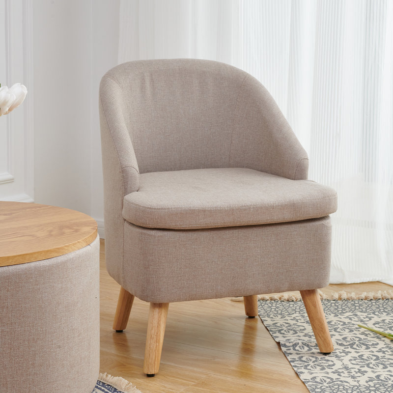 Danaysy Upholstered Club Chair, Beige Polyester Blend