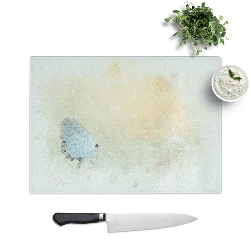 Tempered Glass Tailed Butterfly Chopping Board, 39 cm W x 28.5 cm L