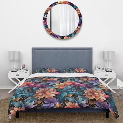 Literie multicolore à motif floral de luxe irisé
