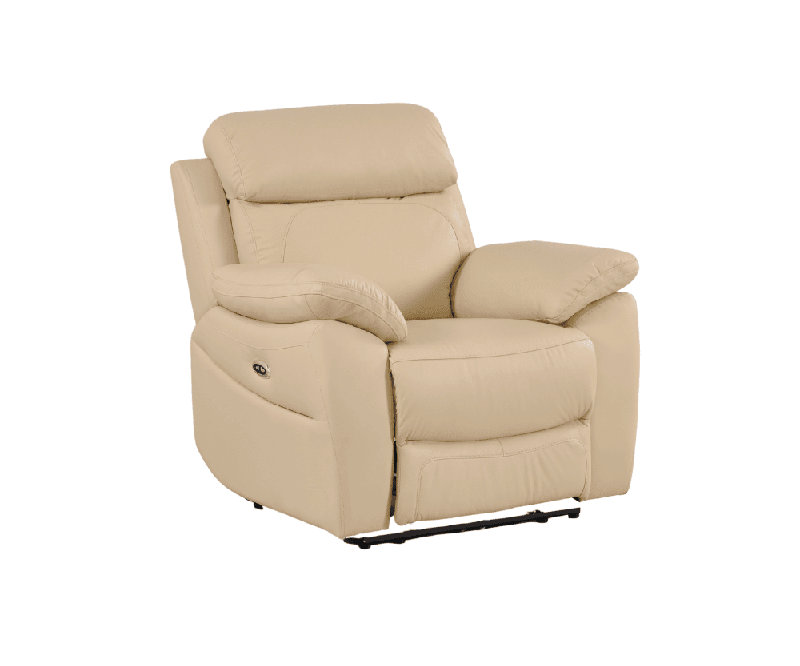 Cesiro Genuine Leather Electric Power Recliner Armchair, Cream
