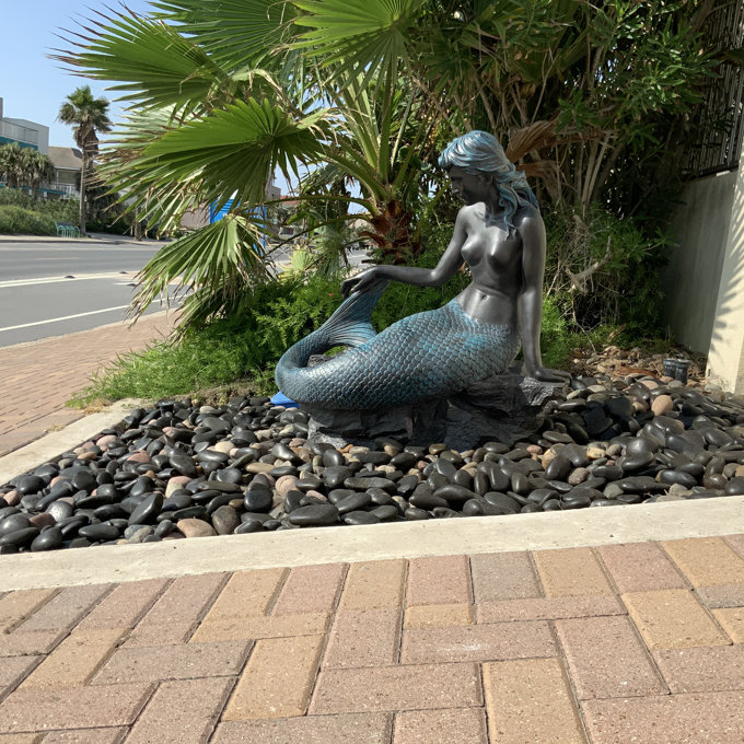 Alfie Francis Cast Iron Mermaid Figurine – Rustic Distressed Finish – Indoor/Outdoor Home Decor