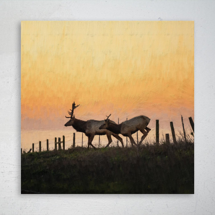 Deer Sunset Silhouette Wall Art
